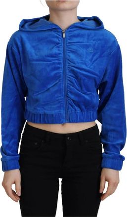 Juicy Couture Full Zip Cropped Hooded Sweater - Dames - Vesten met rits - Blauw - XS - Katoen - Hoodies & sweatvesten