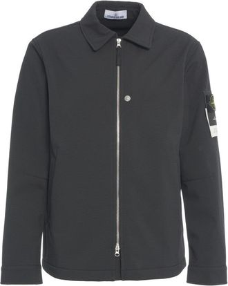 Stone Island Black Overshirt With Removable Logo Patch