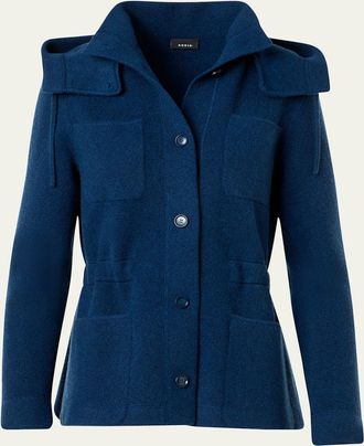 Akris Cashmere Pique Knit Jacket With Detachable-Hood