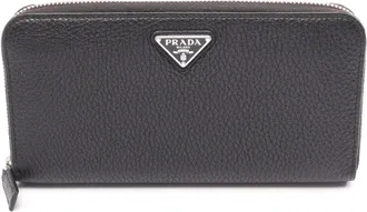 Prada Black Leather Long Wallet (Bi-Fold) (Pre-Owned)