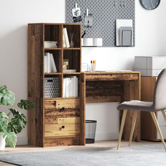 Berkfield Home Desk with Storage Old Wood Engineered Wood in Brown