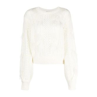 Twinset Blauwe Elegant Sweater met Alpaca Haar - Dames - Ronde hals truien - Wit - S - Wol - Truien & Vesten
