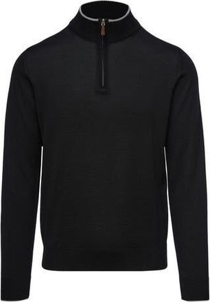 Emanuel Berg Light Gauge High Neck Quarter Zip Merino Wool Sweater in Black at Nordstrom Rack, Size Xx-Large