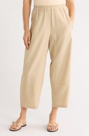 Max Studio Crop Linen Blend Barrel Leg Pants in Safari at Nordstrom Rack, Size X-Large