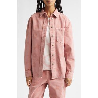 Marimekko Maridenim Vaihe Unikko Denim Shirt Jacket in Light Pink at Nordstrom, Size 12 Us