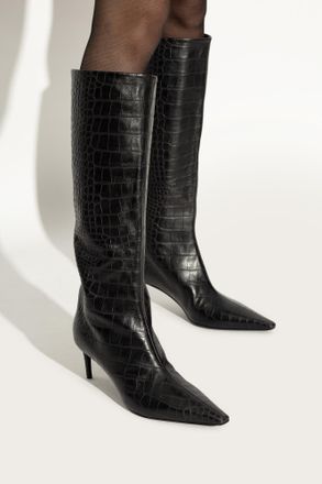 Dolce & Gabbana Leather Heeled Boots, Womens, Black