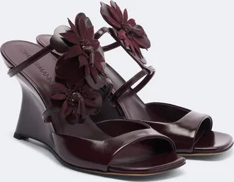 Zimmermann Belara floral-appliqu&eacute; leather wedge mules