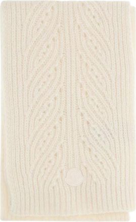 Moncler Sciarpa in maglia con dettaglio in pizzo - - Accessories - Donna - Beige - ONE SIZE
