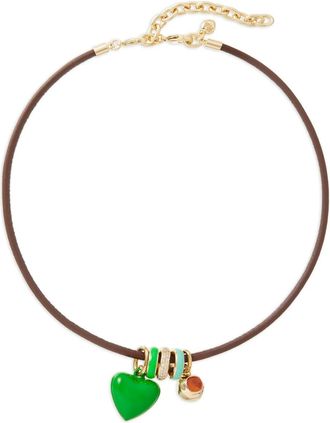 Roxanne Assoulin Collana in pelle con ciondolo a cuore - Verde