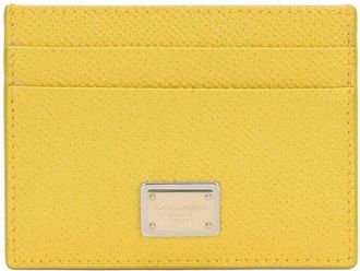 Dolce & Gabbana Dauphine logo-plaque cardholder - women - Calf Leather - One Size - Yellow