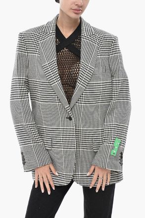 Off-white FORMAL Blazer TOMBOY con Motivo Pied de Poule Off-White