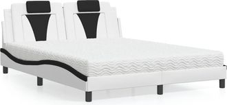 vidaXL Vidaxl - Cama Con Colch&oacute;n Cuero Sint&eacute;tico Blanco Y Negro 160x200 Cm