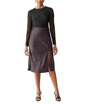 Sanctuary In My Heart Midi Skirt In Black Red