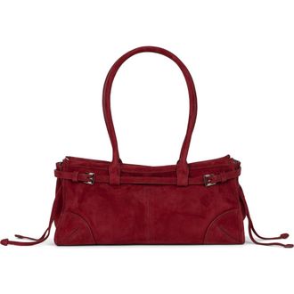 Jeffrey Campbell Pesky Leather Shoulder Bag in Wine Suede at Nordstrom