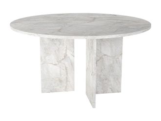 Vente-Unique Tavolo Da Pranzo Rotondo 6 Persone Effetto Marmo Bianco - Topania