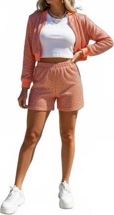 She + Sky Womens Game Day Studded Heavy Knit Shorts In Orange