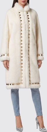 Philipp Plein Cappotto monopetto in pelliccia di visone con borchie
