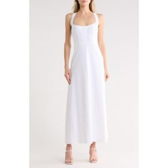 Theory Seamed Linen Blend Maxi Dress in White at Nordstrom Rack, Size 2