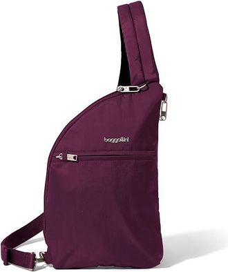 Baggallini Securtex Anti-theft Half Moon Sling Womens Handbags Mulberry, Nylon