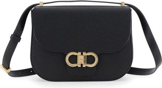 Ferragamo Crossbodytas met Gancini Plaque - Dames - Schoudertassen - Zwart - ONE Size - Leer - Tassen