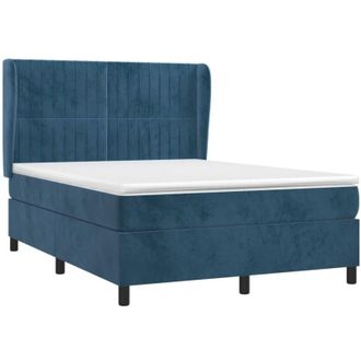vidaXL Cama Box Spring Con Colch&oacute;n Terciopelo Azul Oscuro 140x200 Cm Vidaxl