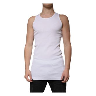 Dolce & Gabbana Sleeveless Tops, male, White, Size: XL Sleeveless Round Neck Tank T-shirt