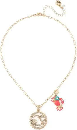 Betsey Johnson Gemini Charm Pendant Necklace in Coral-Cancer at Nordstrom