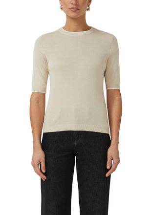 s.Oliver Black Label Rundhalspullover S.OLIVER BLACK LABEL, Damen, Gr. 34, grau beige, Strick, Obermaterial: 50% Baumwolle, 50% Modal, unifarben, regular fit normal, Rundh