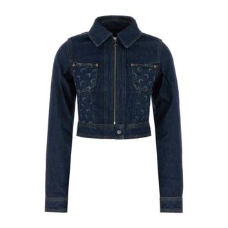 Marine Serre Denim Jackets, female, Blue, Size: M Denim Trucker Zipped Jacket