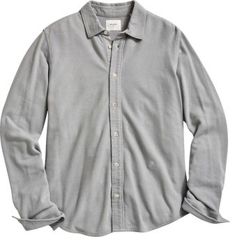 Billy Reid Yellowhammer Cotton & Linen Knit Button-Up Shirt in Silver at Nordstrom, Size Xx-Large