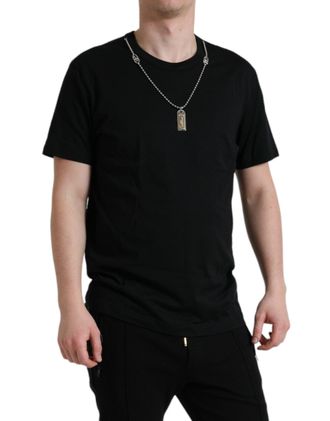 Dolce & Gabbana Cotton Dog Tag T-Shirt - Black