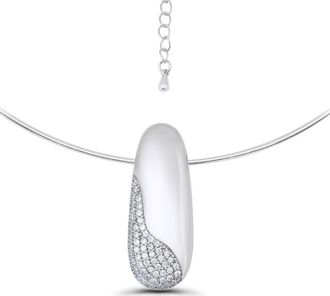 Christian Siriano Cubic Zirconia Pav&eacute; Pendant Collar Necklace in Silver at Nordstrom Rack, Size 18