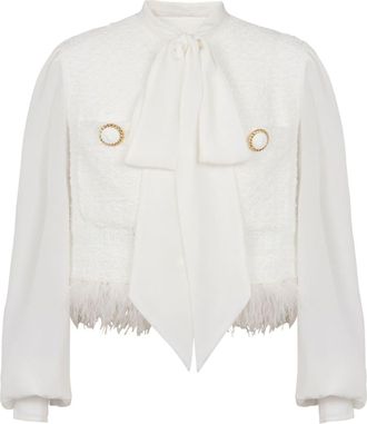Balmain panelled tweed jacket - women - Polyamide/Cotton - 38 - White