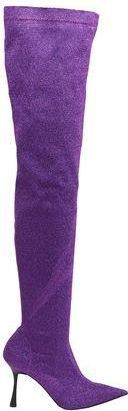 8 by YOOX STRETCH GLITTER OVER-THE-KNEE BOOTS