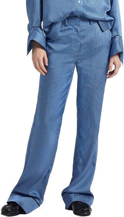 Derek Lam Demetria Boarder Stripe Satin Twill Trouser