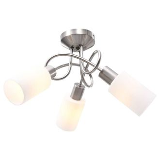 Berkfield Home Ceiling Lamp with Ceramic Shades for 3 E14 Bulbs White Cone
