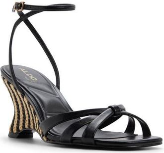 Aldo Ermanna Ankle Strap Wedge Sandal in Black at Nordstrom, Size 7.5
