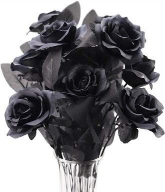OEM Juego De 10 Rosas Artificiales De Seda Negra, Flores Realistas, Para Bodas, Hogar, Oficina, Fiestas