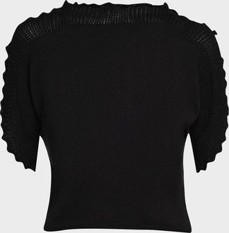 Lafayette 148 New York Cutout Dolman-Sleeve Knit Sweater