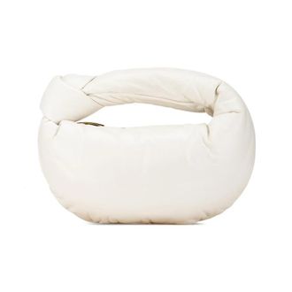 Bottega Veneta Pre-owned Handbags, female, White, Size: ONE SIZE Pre-owned Padded Leather Top Handle Bag with Knot Detail