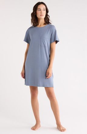 Nordstrom Rack Tranquility Short Sleeve Nightshirt in Blue Chip at Nordstrom Rack, Size X-Small