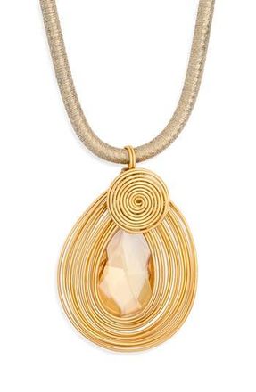 Kenneth Jay Lane Wire Wrapped Crystal Pendant Necklace in Gold at Nordstrom Rack