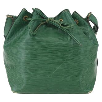 Louis Vuitton Petit Noe Monogram Canvas Green Leather Handbag (Pre-Owned)