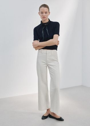 Mango Jeans wide leg vita alta cuciture bianco - Donna - 36 - MANGO