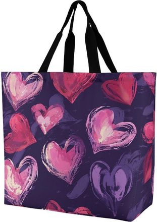 Generic YHNNH Fashionable Reusable Womens Shoulder Tote Bag Red Shape Image Printed with Unique Heat Transfer Print, Eco-Friendly Durable Polyester for Grocer