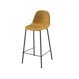 Rendez-Vous D&eacute;co Silla para isla central de terciopelo amarillo de 65 cm