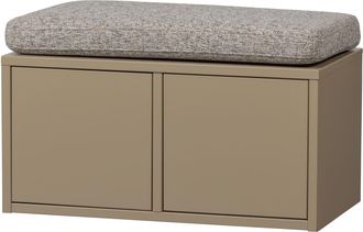Woood Banco de entrada con almacenaje para zapatos de madera L80cm - Beige