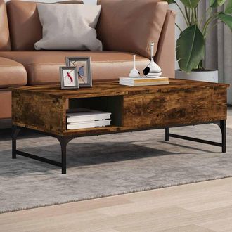 vidaXL Vidaxl - Mesa De Centro Madera Ingenier&iacute;a Metal Roble Humo 100x50x35 Cm