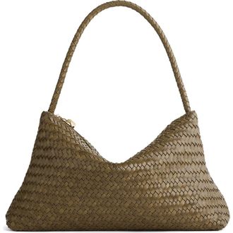 Madewell The Signature Woven Collection Leather Shoulder Bag in Faded Olive at Nordstrom