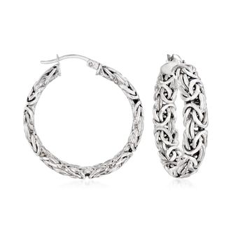 Ross-Simons Sterling Silver Medium Byzantine Hoop Earrings